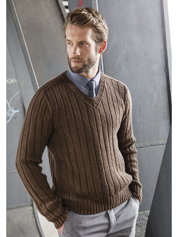 Lana Grossa PULLI MIT BREITEN RIPPEN COOL WOOL Big Melange (GOTS)