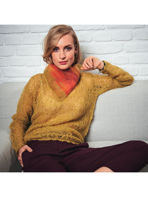 Lana Grossa PULLI MIT HÄKELBOGENRAND Silkhair uni