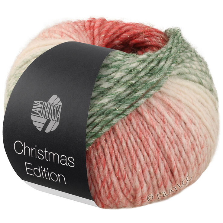 Lana Grossa CHRISTMAS EDITION BIG LUREX | 204-Brombeer/Dunkelrot/Rot/Hellrot/Ecru/Weißgrün/Dunkelgrün/Schwarzgrün gestreift