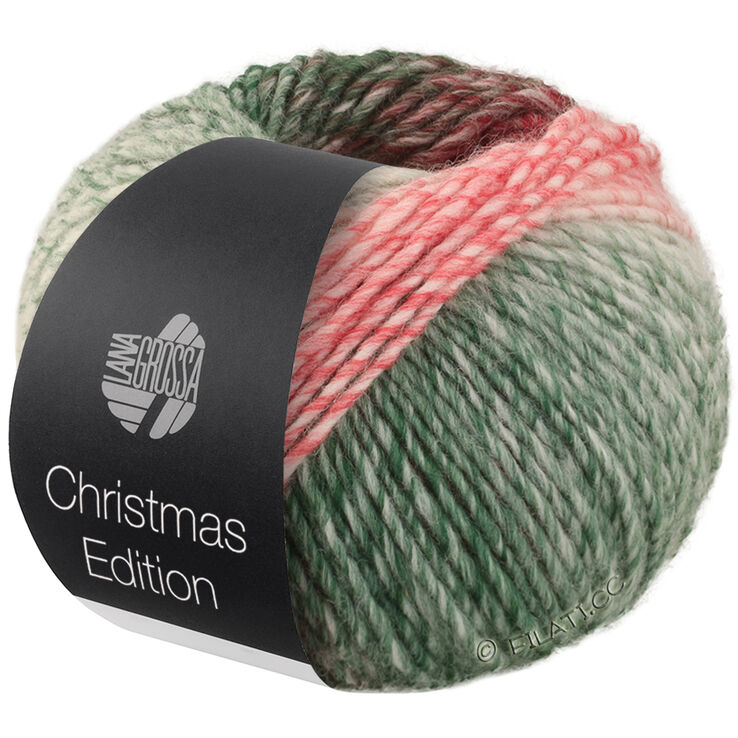 Lana Grossa CHRISTMAS EDITION BIG | 201-Brombeer/Dunkelrot/Rot/Hellrot/Ecru/Weißgrün/Dunkelgrün/Schwarzgrün gestreift