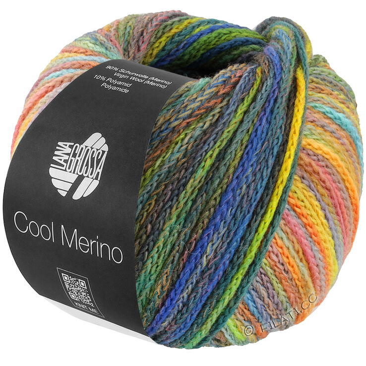 Lana Grossa COOL MERINO Color | 311-Grün/Gelb/Blau/Petrol/Dunkeloliv/Ocker/Flieder/Pink