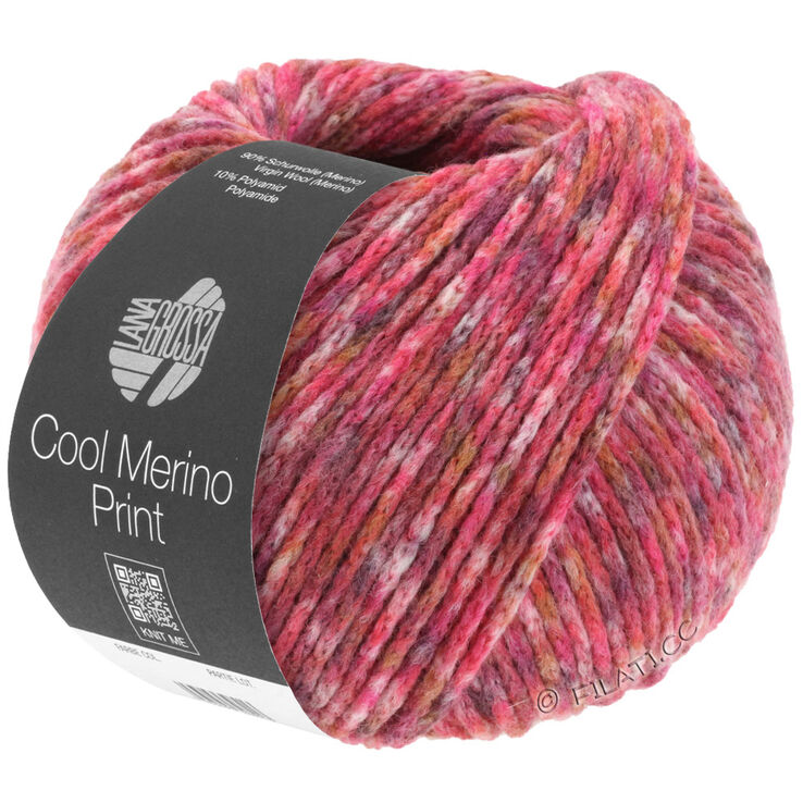 Lana Grossa COOL MERINO Print | 101-Dunkelrot/Grau/Rosa/Rot