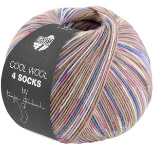 COOL WOOL 4 SOCKS PRINT III - von Lana Grossa | 7203-Beige/Kornblume/Weiß/Pink/Lila