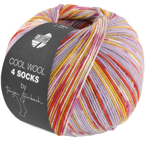 COOL WOOL 4 SOCKS PRINT III - von Lana Grossa | 7208-Veilchenblau/Curry/Tonrot/Ecru/Fuchsia