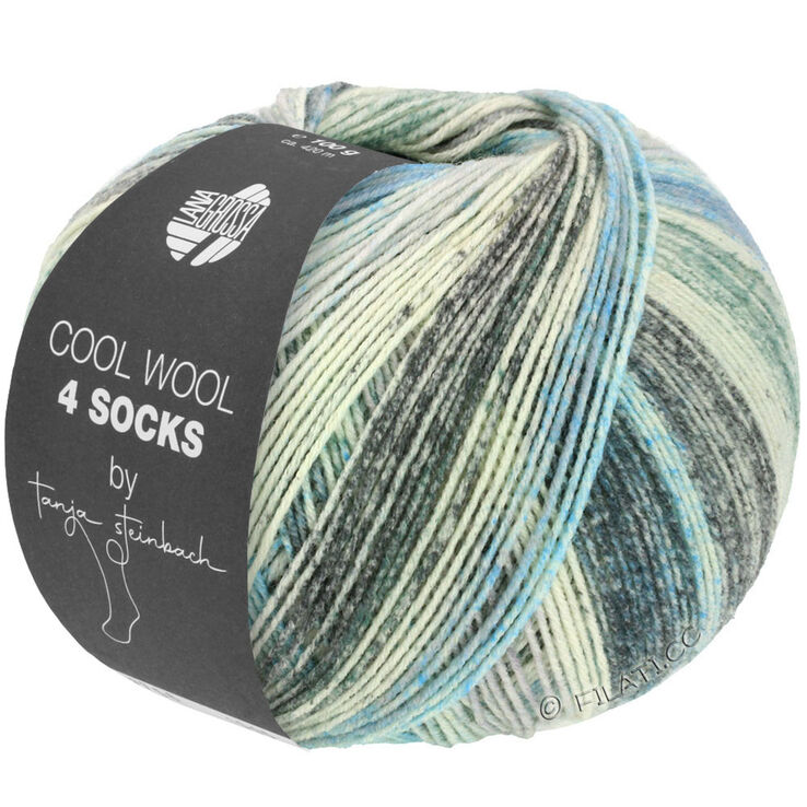 Lana Grossa COOL WOOL 4 SOCKS PRINT | 7751-Hellgrau/Mittelgrau/Dunkelgrau/Hellblau/Jeans/Grüngrau