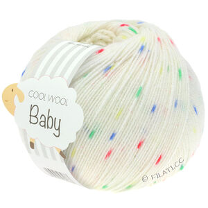 COOL WOOL Baby Uni/Print 50g - von Lana Grossa | 351-Weiß/Rot/Blau/Grün/Gelb