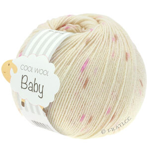 COOL WOOL Baby Uni/Print 50g - von Lana Grossa | 353-Rohweiß/Flieder/Rosa/Dunkelbraun