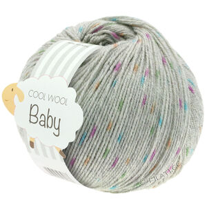 COOL WOOL Baby Uni/Print 50g - von Lana Grossa | 358-Hellgrau/Orange/Grün/Zyklam