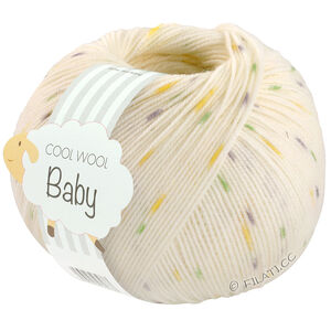 COOL WOOL Baby Uni/Print 50g - von Lana Grossa | 368-Weiß/Zitrusgelb/Hellgrau/Hellgrün