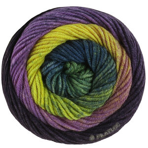 COOL WOOL Big Color - von Lana Grossa | 4043-Grün/Schwarzbraun/Dunkelviolett/Violett/Gelb/Blattgrün/Dunkelpetrol