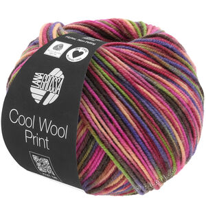 COOL WOOL  Print - von Lana Grossa | 749-Weinrot/Pink/Gelbgrün/Blauviolett/Lachs/Mokka