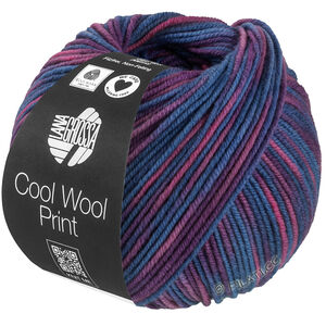 COOL WOOL  Print - von Lana Grossa | 837-Taubenblau/Pflaume/Rotviolett