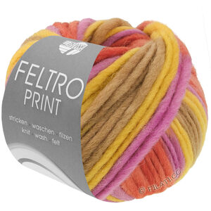 FELTRO Print - von Lana Grossa | 1318-Senf/Helloliv/Dunkeloliv/Koralle/Fuchsia