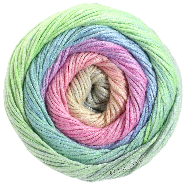 Lana Grossa GOMITOLO ALOHA | 301-Rosa/Pfirsich/Hellgrün/Hellblau/Hellgrau/Flieder