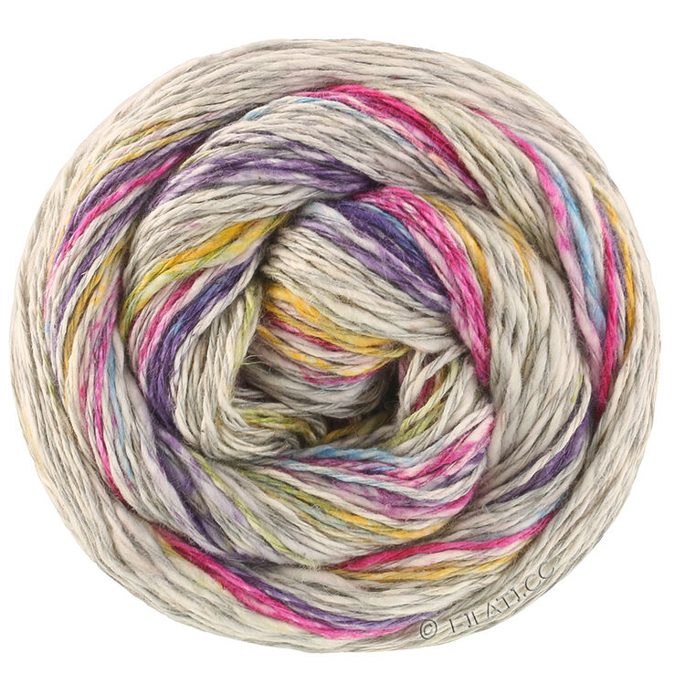 Lana Grossa GOMITOLO CALIFORNIA | 3042-Hellgrau/Blauviolett/Türkis/Fuchsia/Safrangelb/Pistazie