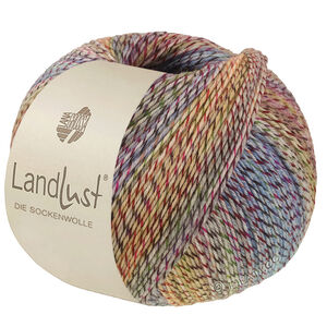 LANDLUST DIE SOCKENWOLLE PRINT - von Lana Grossa | 220-Grün/Dunkelrot/Blau/Gelb/Hellblau/Pflaume/Orange meliert