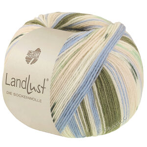 LANDLUST DIE SOCKENWOLLE - von Lana Grossa | 722-Waldgrün/Ecru/Himmelblau/Hellbeige/Jade gestreift