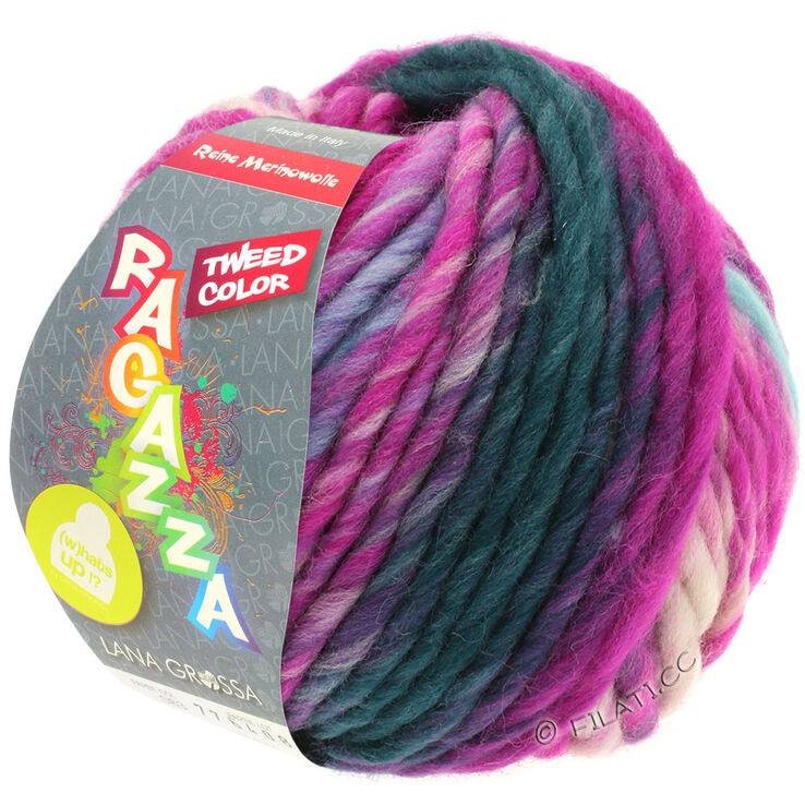 Lana Grossa LEI Tweed Color (Ragazza) | 401-Hellblau/Hellgrau/Jeans/Zyklam meliert