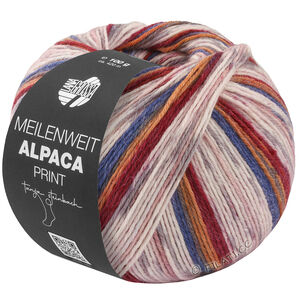 MEILENWEIT 6-FACH 150g Alpaca Print - von Lana Grossa | 1112-Dunkelblau/Ockerbraun/Dunkelrot/Weiß/Altrosa/Hellgrau