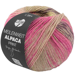 MEILENWEIT 6-FACH 150g Alpaca Print - von Lana Grossa | 1201-Pink/Rosa/Aubergine/Beige/Senf/Dunkelbraun