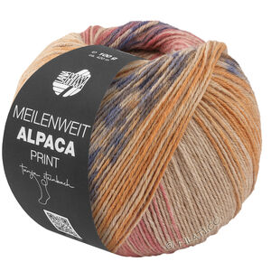 MEILENWEIT 6-FACH 150g Alpaca Print - von Lana Grossa | 1204-Ockergelb/Camel/Beige/Himbeerrot/Grau