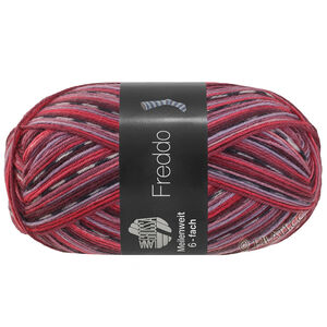 MEILENWEIT 6-FACH 150g Freddo - von Lana Grossa | 9740-Dunkelgrau/Weiß/Burgund/Rot/Graurosa/Mauve