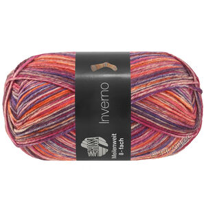 MEILENWEIT 8-FACH 150g Inverno - von Lana Grossa | 9991-Rosa/Lachs/Pink/Fuchsia/Dunkelorange/Pflaumenblau