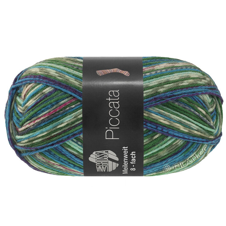 Lana Grossa MEILENWEIT 8-FACH 150g Piccata | 9996-Zartgrün/Jade/Himmelblau/Weiß/Dunkelgrün/Royal/Blau/Veilchenlila/Graublau