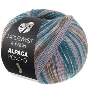 MEILENWEIT 100g Alpaca Poncho - von Lana Grossa | 2722-Dunkelpetrol/Petrol/Hellblau/Graubeige/Taupe/Grauviolett