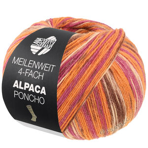 MEILENWEIT 100g Alpaca Poncho - von Lana Grossa | 2723-Orange/Fuchsia/Creme/Erika/Braun