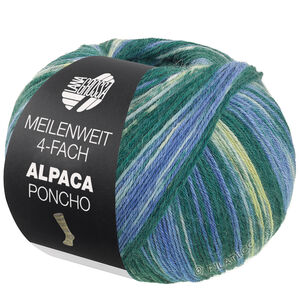MEILENWEIT 100g Alpaca Poncho - von Lana Grossa | 2725-Waldgrün/Royal/Weiß/Hellblau/Graublau/Limette
