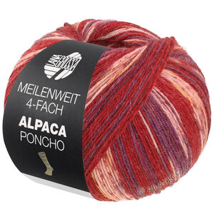 MEILENWEIT 100g Alpaca Poncho - von Lana Grossa | 2727-Weinrot/Rotviolett/Pflaumenblau/Kiwi/Rosa