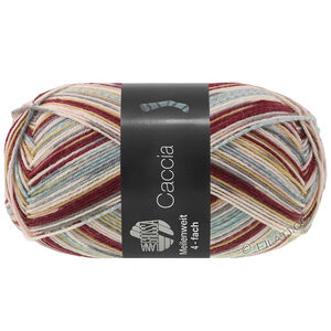 MEILENWEIT 100g Caccia - von Lana Grossa | 5305-Dunkelrot/Camel/Hellgrau/Dunkelgrau/Rosa/Creme/Grüngrau