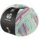 Lana Grossa MEILENWEIT 100g Cashmere Pista | 142-Mint/Türkis/Weiß/Grau/Hellblau/Fuchsia gestreift
