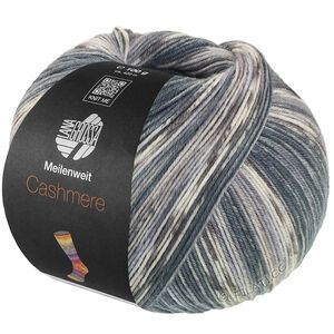 MEILENWEIT 100g Cashmere Pista - von Lana Grossa | 143-Stahlgrau/Dunkelgrau/Hellgrau/Mausgrau/Pastellblau gestreift