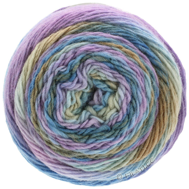 Lana Grossa MEILENWEIT 100g Color Mix Multi | 8002-Graubraun/Grège/Kornblume/Flieder/Pastellblau