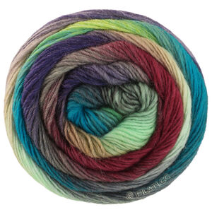MEILENWEIT 100g Color Mix Multi - von Lana Grossa | 8023-Nougat/Rotbraun/Graulila/Pastellgrün/Mint/Petrol/Smaragd