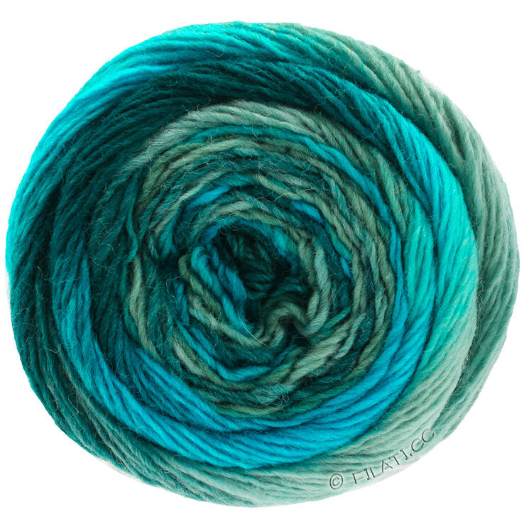 Lana Grossa MEILENWEIT 100g Color Mix Soft | 8052-Dunkelpetrol/Petrolblau/Petrolgrün/Hellpetrol/Mint