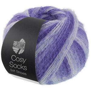 MEILENWEIT 100g Cosy Socks Soft Stripes - von Lana Grossa | 101-Blauviolett/Veilchenblau/Zartviolett/Weiß