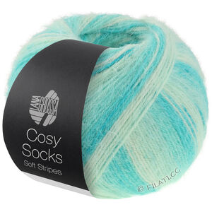 MEILENWEIT 100g Cosy Socks Soft Stripes - von Lana Grossa | 102-Jade/Lichtgrün/Weißgrün/Rohweiß