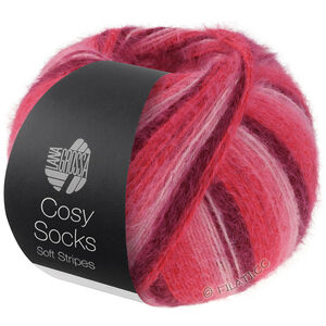 MEILENWEIT 100g Cosy Socks Soft Stripes - von Lana Grossa | 105-Bordeaux/Rosa/Himbeer/Pink