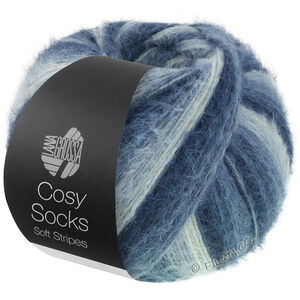 MEILENWEIT 100g Cosy Socks Soft Stripes - von Lana Grossa | 106-Schwarzblau/Graublau/Rauchblau/Weißblau