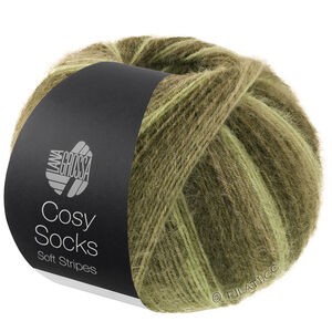 MEILENWEIT 100g Cosy Socks Soft Stripes - von Lana Grossa | 107-Hellgrün/Resedagrün/Graugrün/Moosgrün