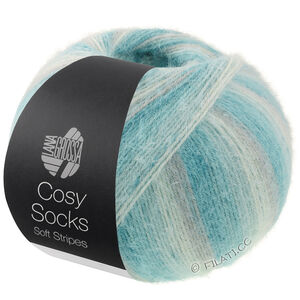 MEILENWEIT 100g Cosy Socks Soft Stripes - von Lana Grossa | 110-Hellgrau/Mint/Minttürkis/Türkis/Hellpetrol
