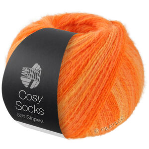 MEILENWEIT 100g Cosy Socks Soft Stripes - von Lana Grossa | 112-Blassorange/Mandarin/Orange