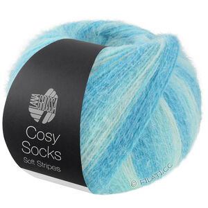 MEILENWEIT 100g Cosy Socks Soft Stripes - von Lana Grossa | 115-Mint/Helltürkis/Türkis