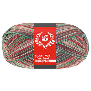 MEILENWEIT 100g Merino Christmas - von Lana Grossa | 6807-Weiß/Dunkelgrün/Dunkelbraun/Orange/Hellgrün