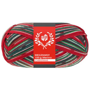 MEILENWEIT 100g Merino Christmas - von Lana Grossa | 6808-Weiß/Dunkelgrün/Dunkelbraun/Orange/Dunkelrot/Hellgrün