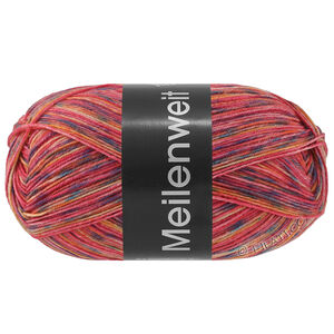 MEILENWEIT 100g Neve - von Lana Grossa | 4431-Himbeerrot/Petrol/Rost/Marine/Honiggelb