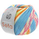 Lana Grossa MEILENWEIT 100g Seta Adriana | 3246-Hellblau/Weiß/Orange/Limette/Pink